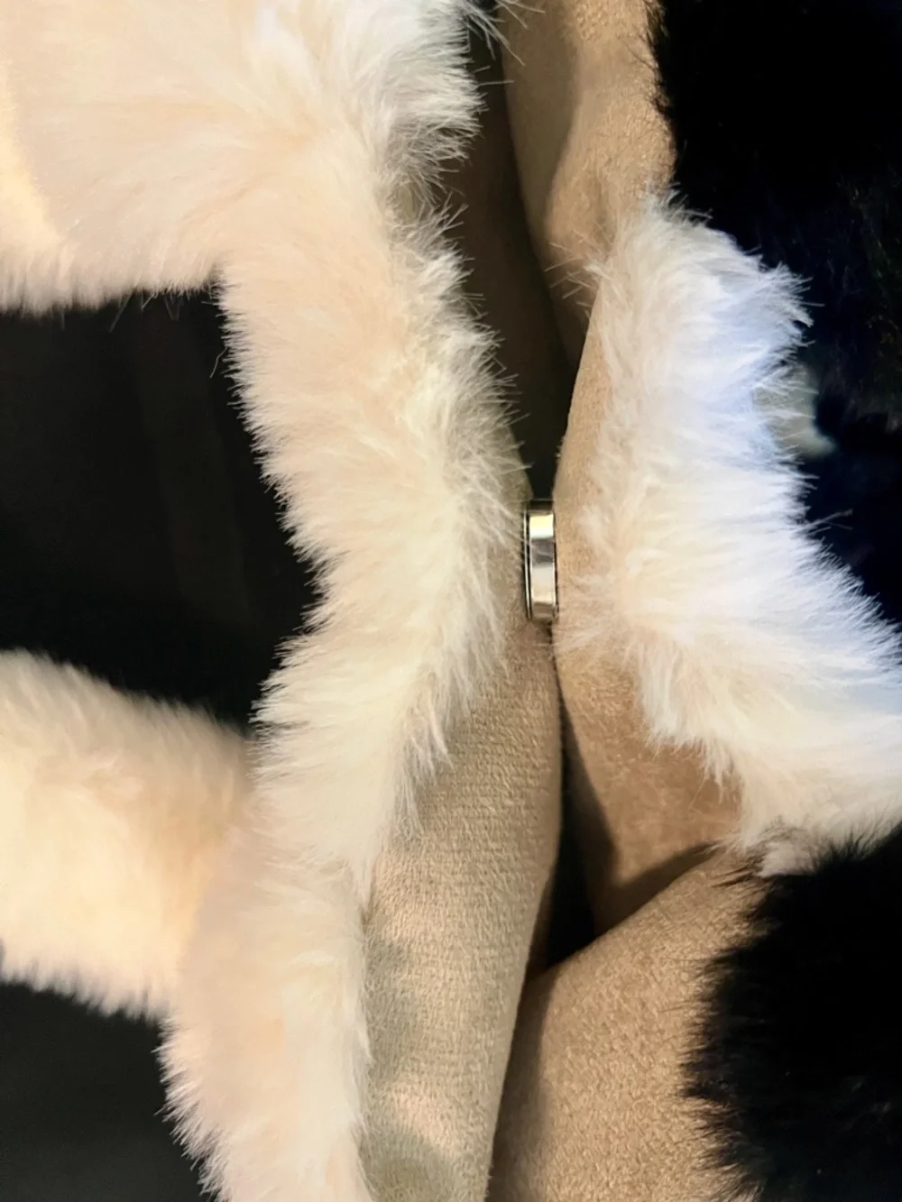 Lily Black & Cream Plush Cat Tote Bag